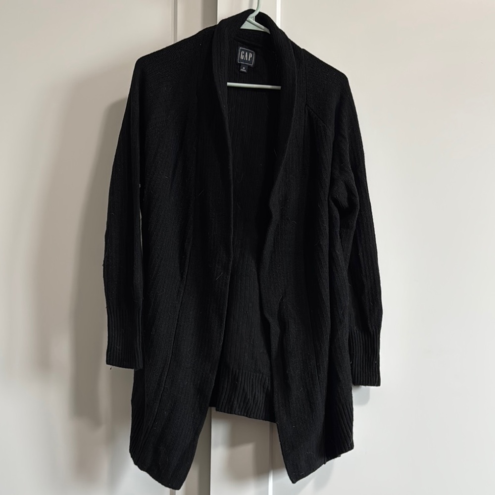 GAP Black Cardigan Sweater Soft Knit Open Front
